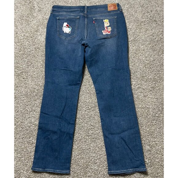 Levis Womens 18W 414 Relaxed Straight Jeans With Fun Colorful Patches Denim - Picture 5 of 8